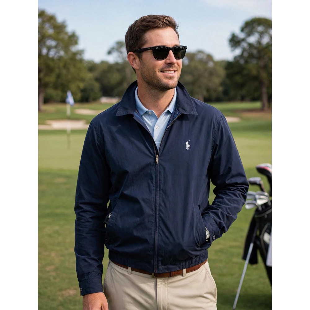 Polo Ralph Lauren Jacket Mens XXL Blue Lightweight Full Zip Golf Coat
